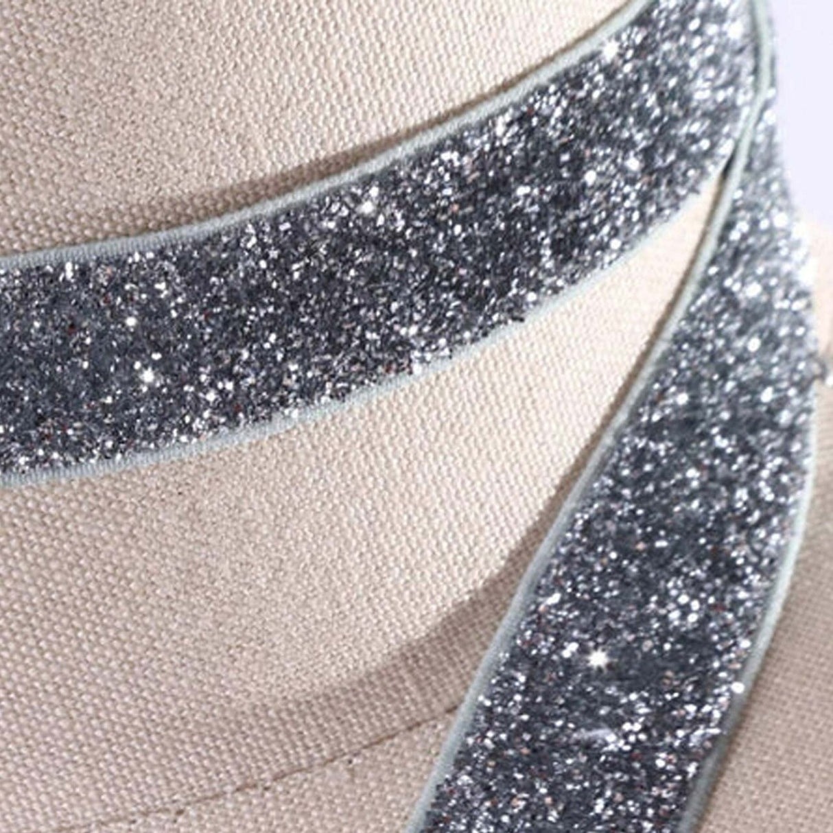 5/8" 2 Yards Stretch Silver Glitter Elastic Trim for Headbands DIY Hair Accessories Sewing Crafts