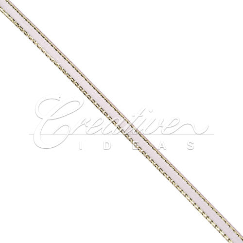 1/8" Satin With Gold Edge Ribbon - 50 Yards (Lavender)