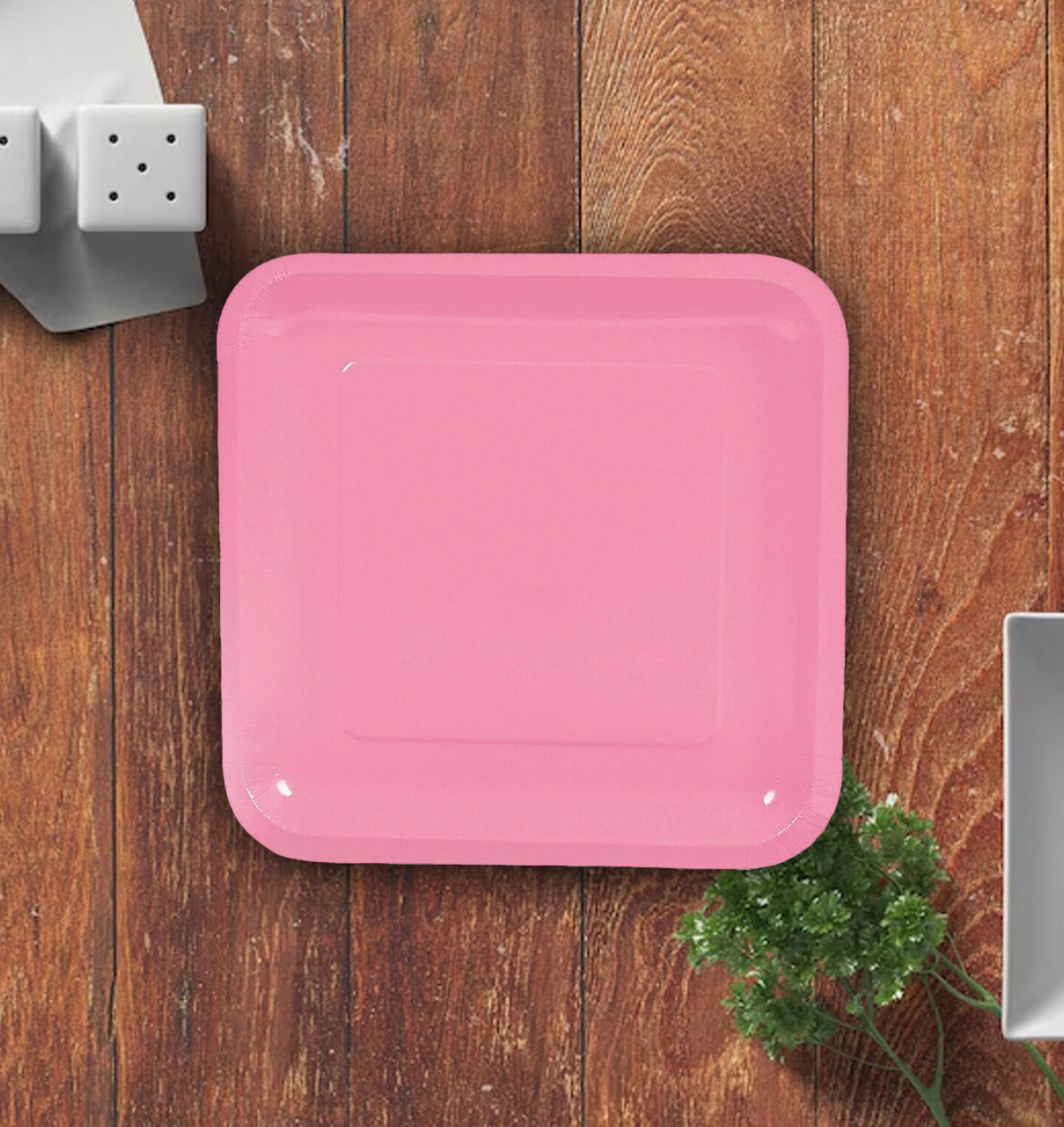 9" Candy Pink Square Paper Dinner Plates 24 Count Disposable Party Plates