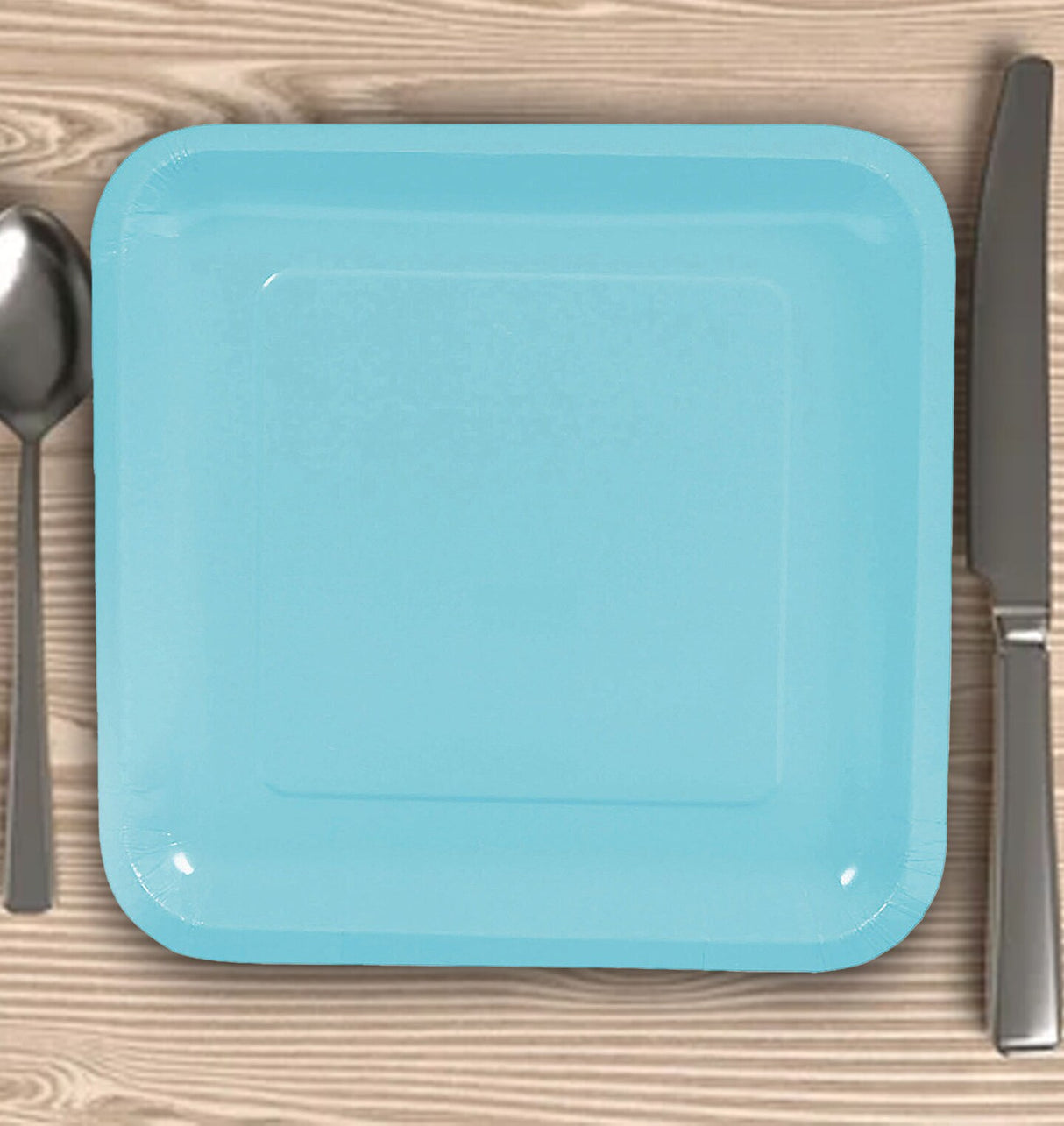 24 Count Light Blue Square Paper Dinner Plates 9" Disposable Party Tableware