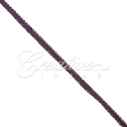 1/8" Satin With Gold Edge Ribbon - 50 Yards (Plum)