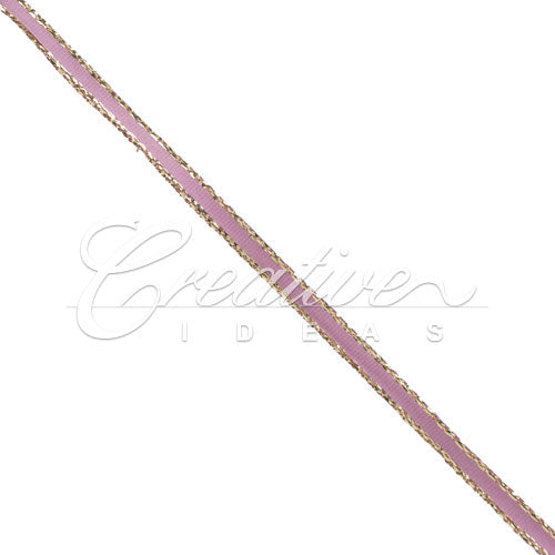1/8" Satin With Gold Edge Ribbon - 50 Yards (Rosy Mauve)