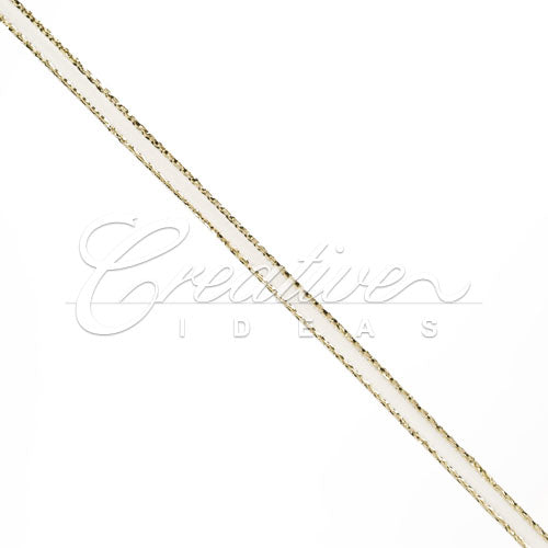 1/8" Satin With Gold Edge Ribbon - 50 Yards (White)