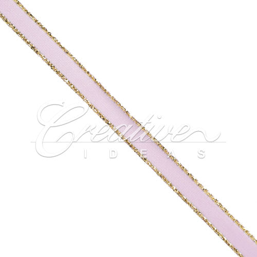 1/4" Satin With Gold Edge Ribbon - 50 Yards (Lavender)