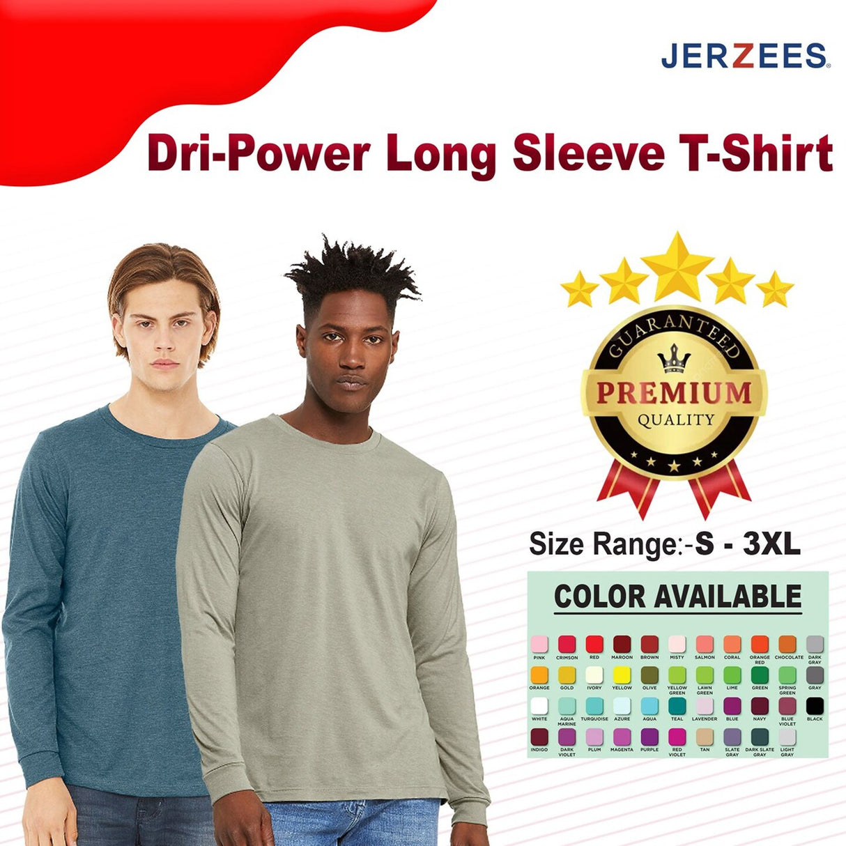 JERZEES® Dri-Power Crewneck Long Sleeve T-Shirt