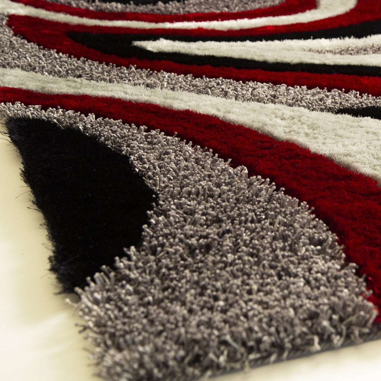 Geometric Shag Thick Design Area Rug - Shag Rug Fabric - Gray/Black Geometric Pattern, 2" Pile, 7'6" X 10'3" (1 Piece)