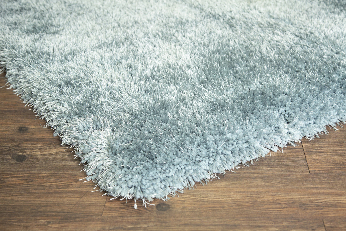 Marine Blue Solid Shag Area Rug Carpet Polyester Fabric - Marine Blue, Thick And Thin Yarns Design, 2" High Pile (1 Unit)