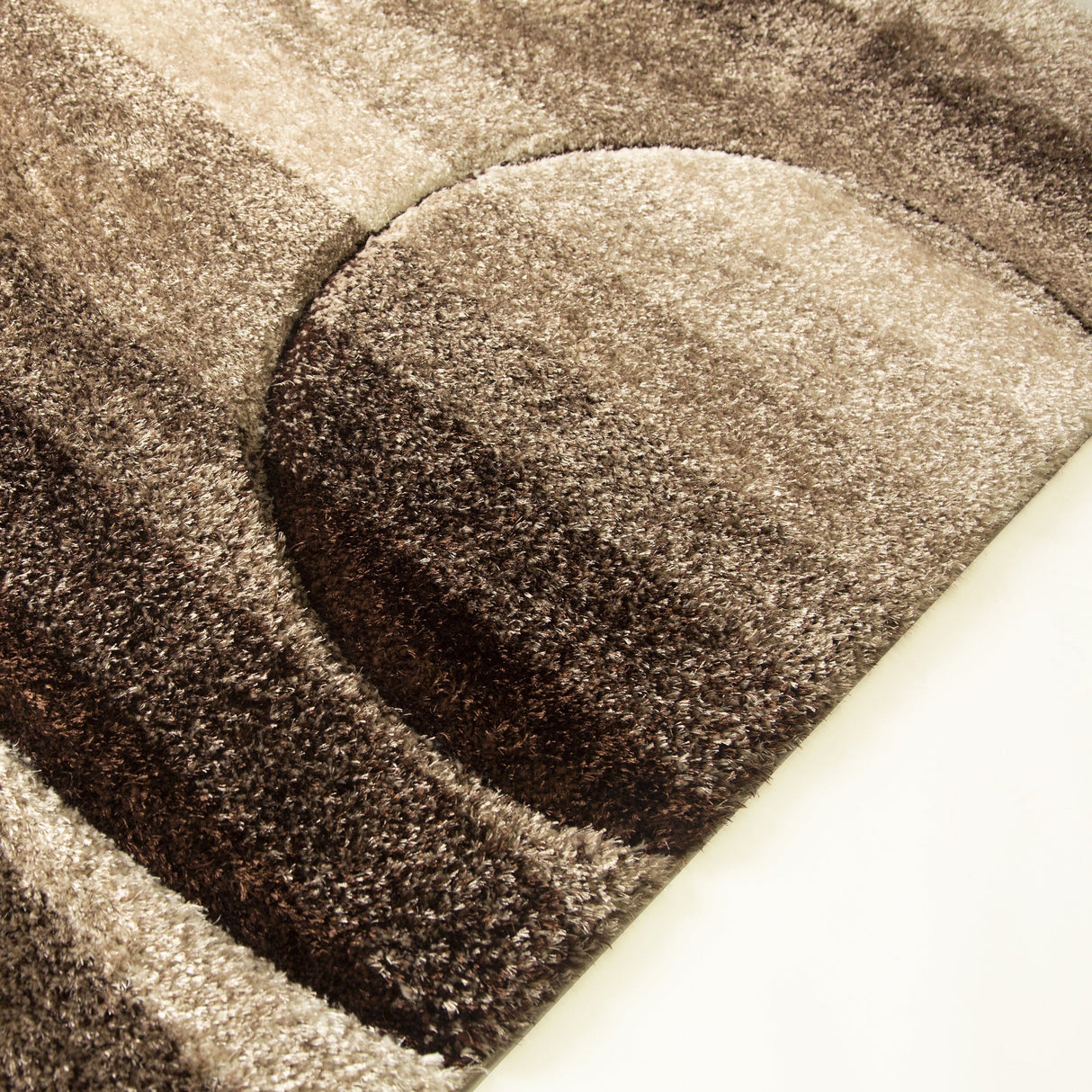 SR-723 Polyester Fabric - Earth Tones Brown Beige 3D Geometric Shag Area Rug, 2" Pile Height (1 Piece)