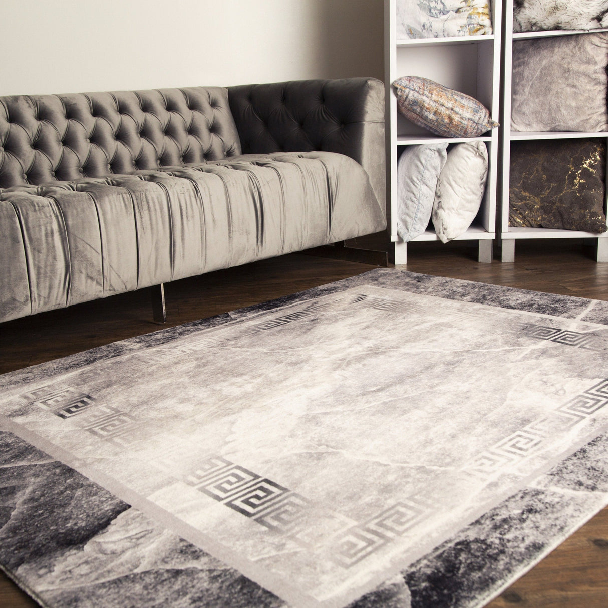 Soft Plush Fluffy Lattice Design Area Rug Carpet Faux Fur Rug - Silver Lattice Pattern, 5' X 7' (1 Piece)