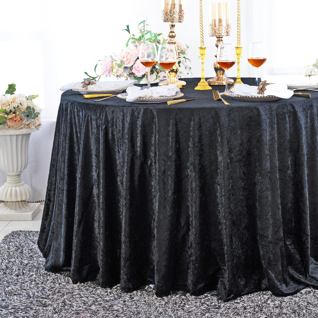 Round Ice Crushed Velvet Tablecloth