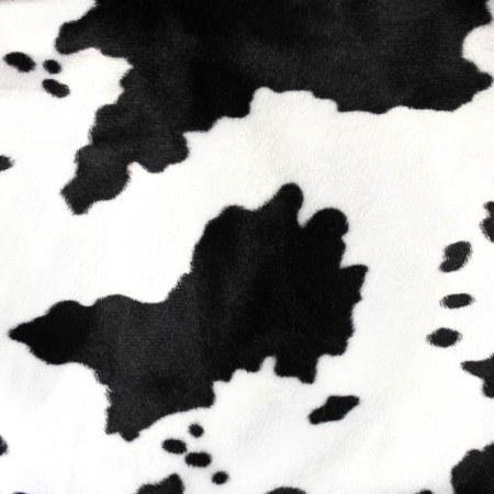 Black White Velboa Fur Cow Big Animal Short Pile Fabric,