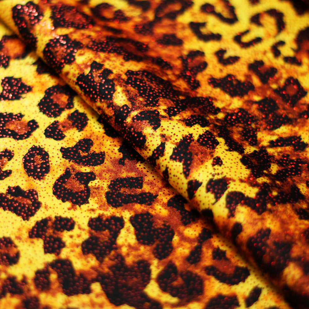Jungle Fever Nylon Spandex Fabric - Multi-Color Leopard Print, 58/60" Width (1 Yard)