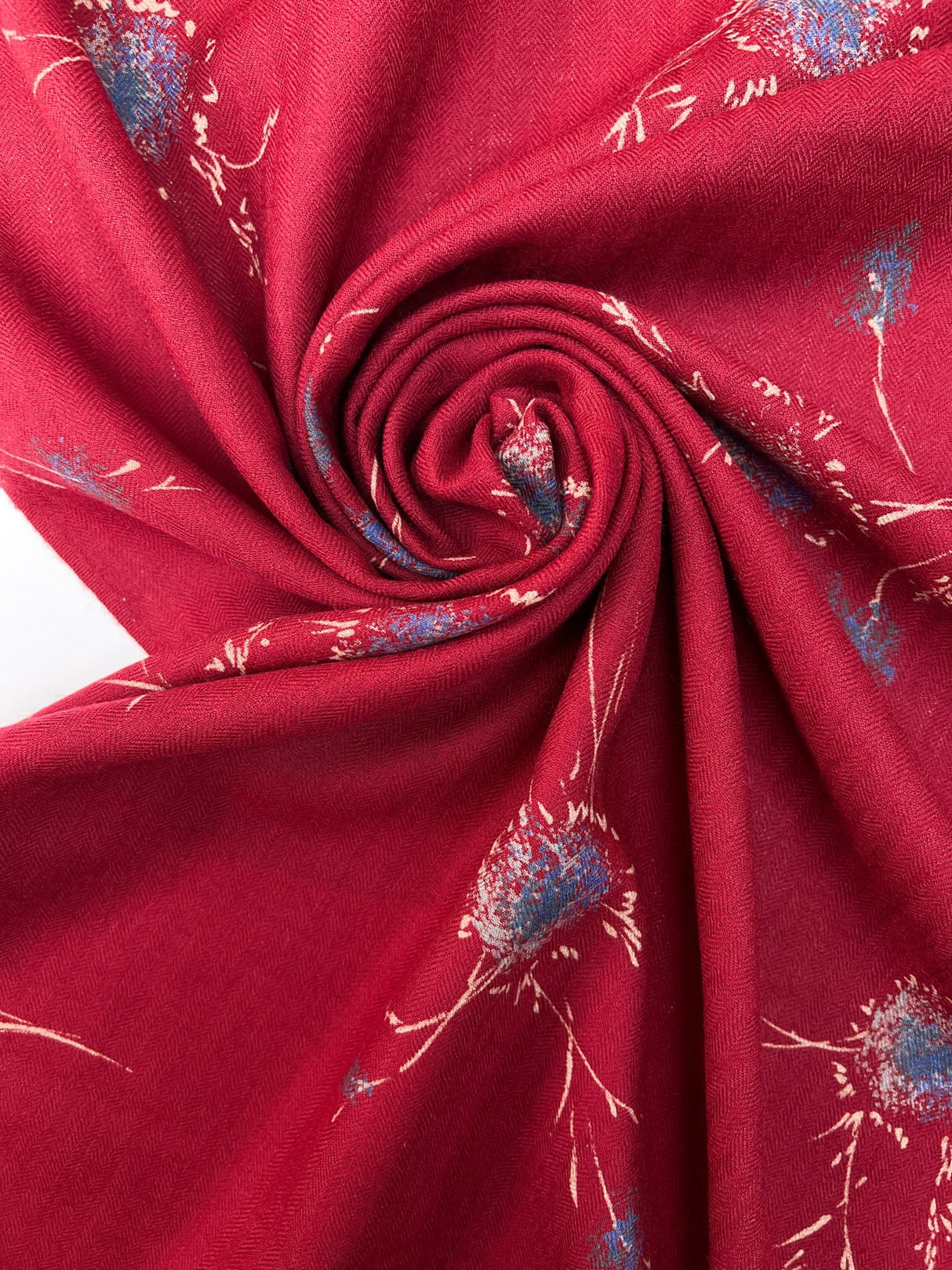 Wool Printed Twill Red Beige