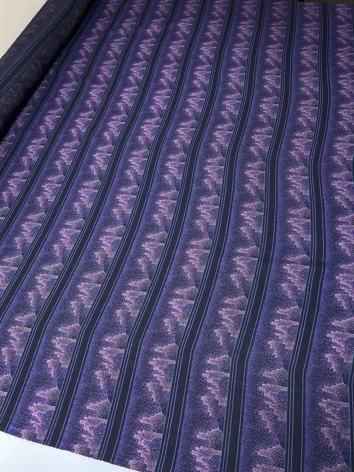 Printed Purple Pink Wool Fabric