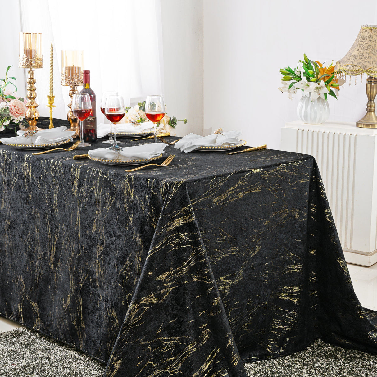 Rectangular Holland Velvet Tablecloth 90x132 Black
