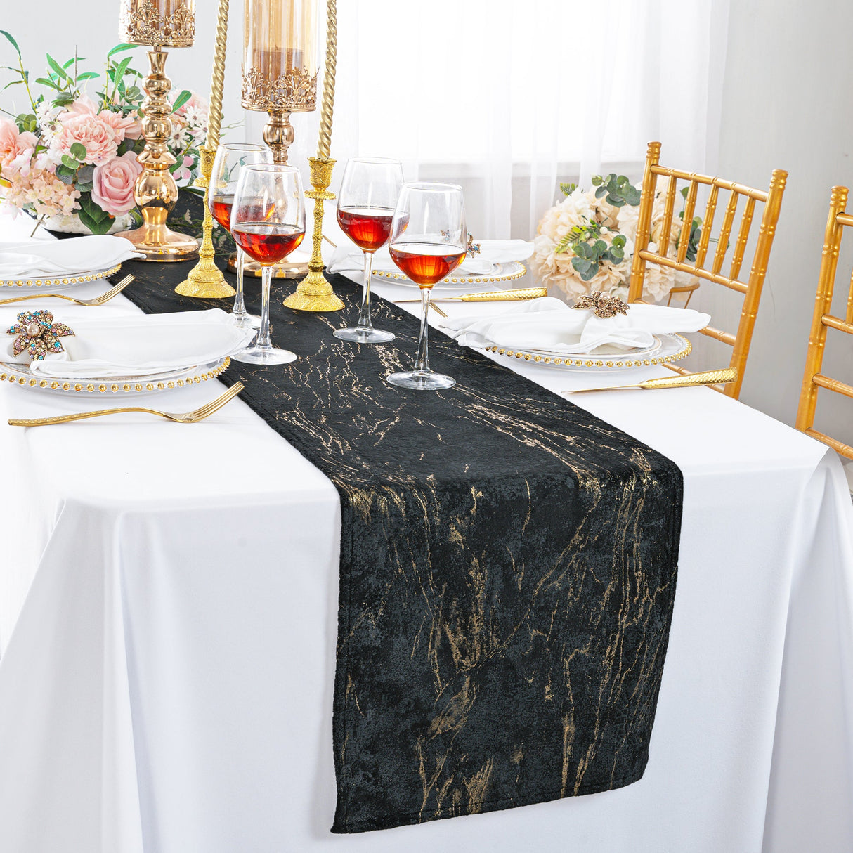 Velvet Table Runner 13x108 Black