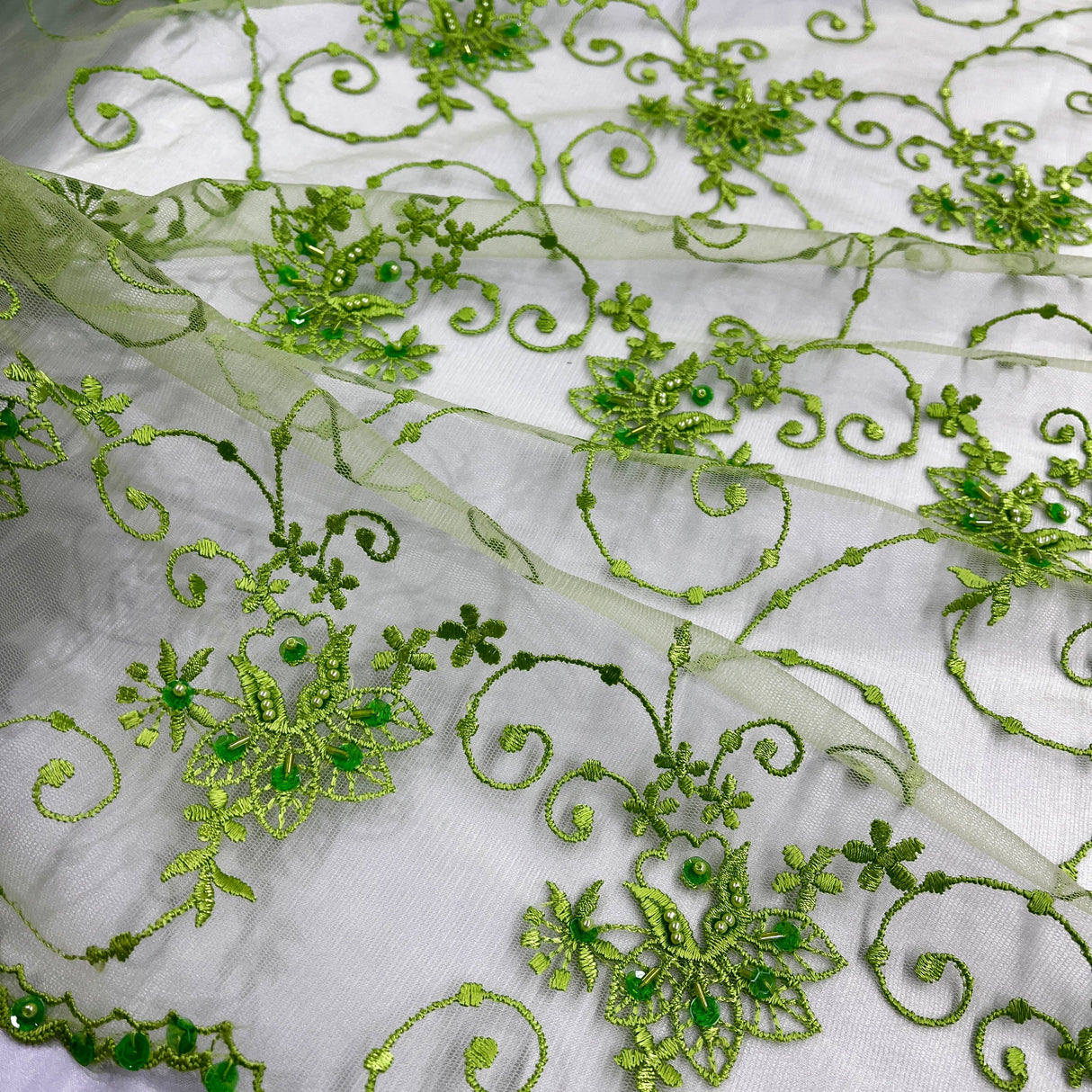 Beaded Embroidered Lace Mesh