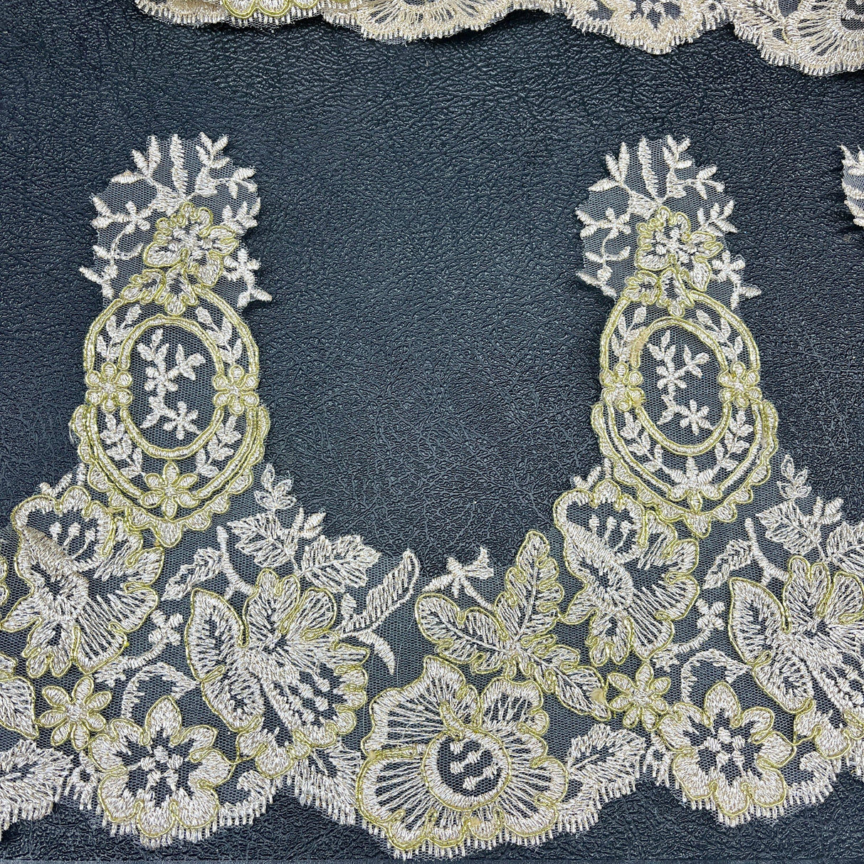 Floral Corded Lace Trim 9" Wide