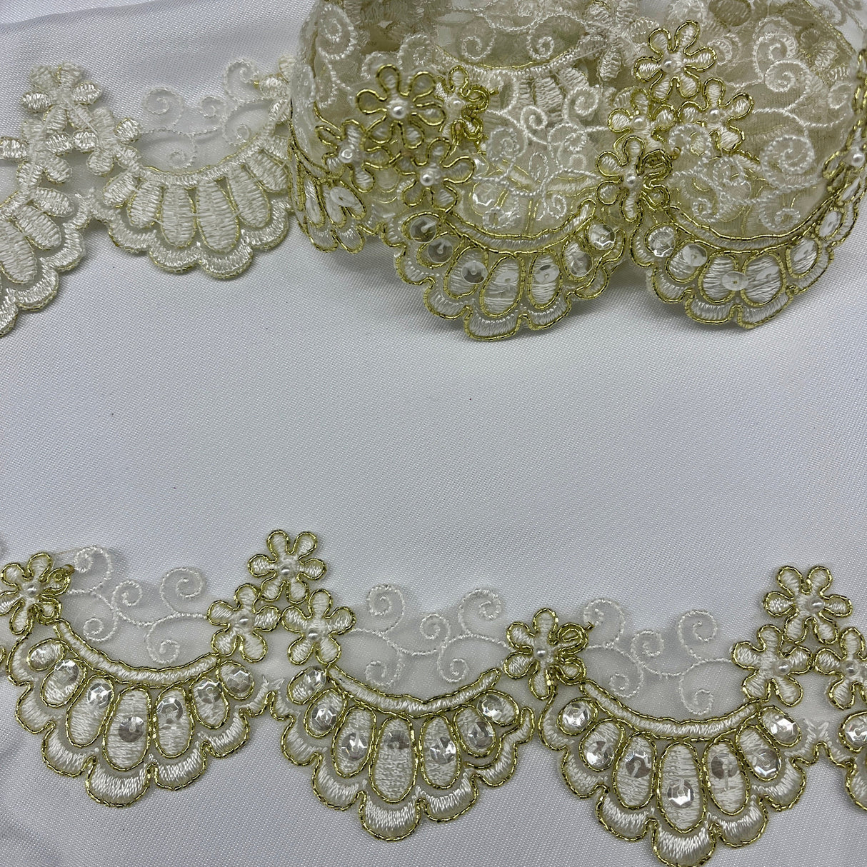Beaded Corded Lace Trim
