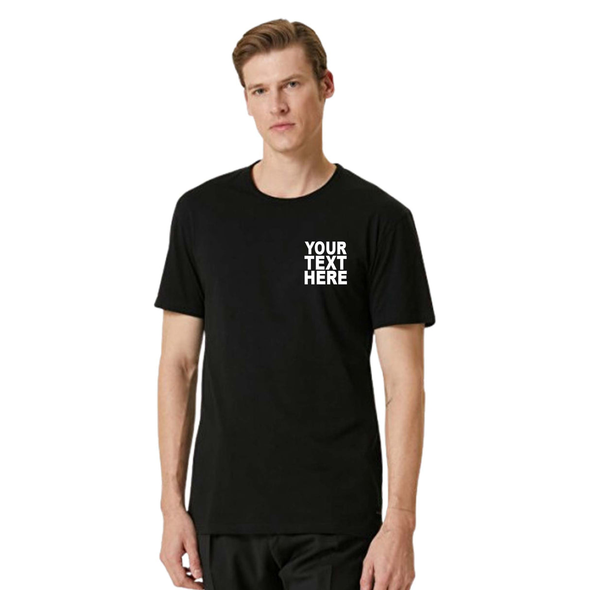 Pack: 12 Fast Custom Business T-Shirts – Design & Print Your Brand Name on Front & Back (Black)
