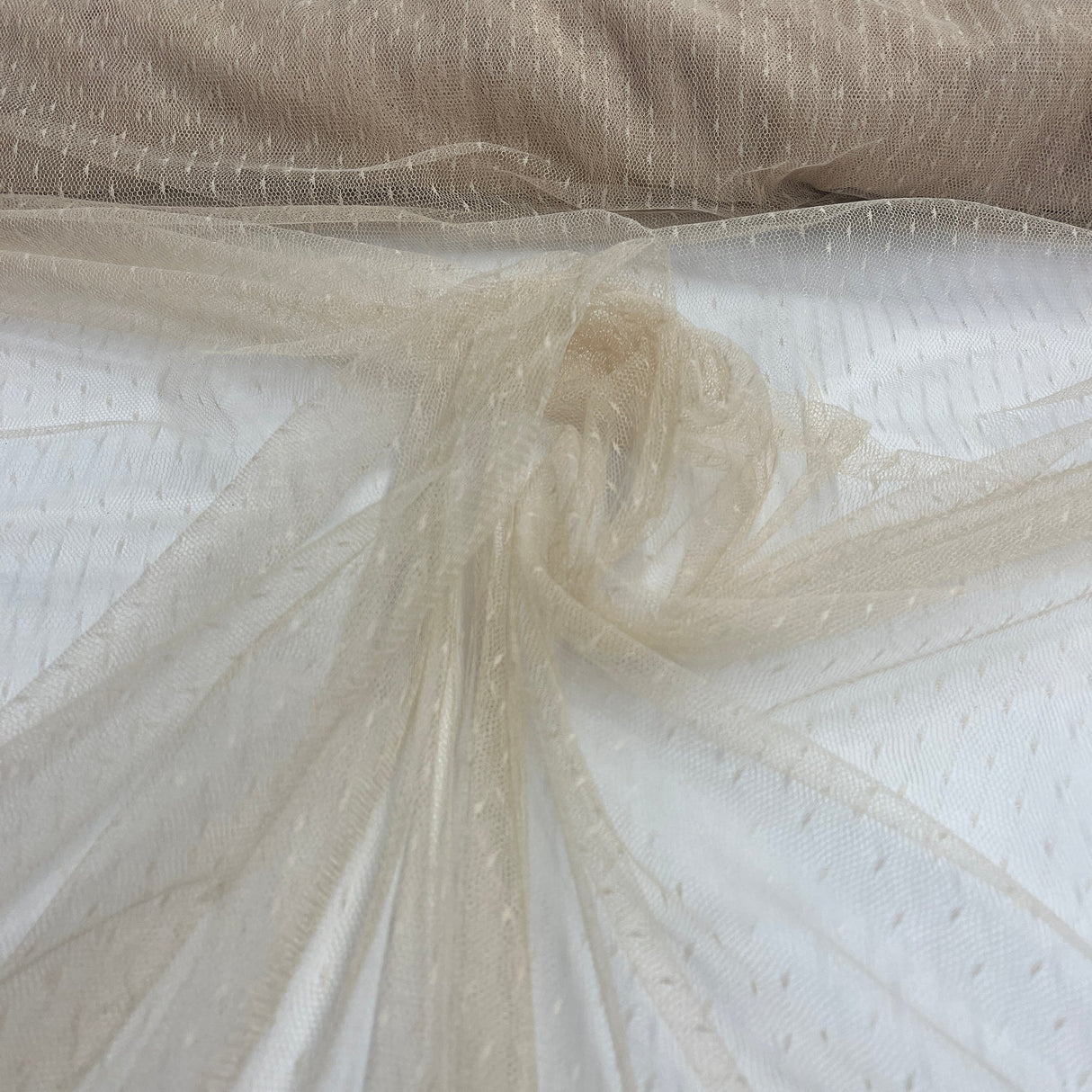 1 Yard Ivory Stretch Dots Point Net Mesh Fabric Lightweight Soft Durable Material 60 Inch Width