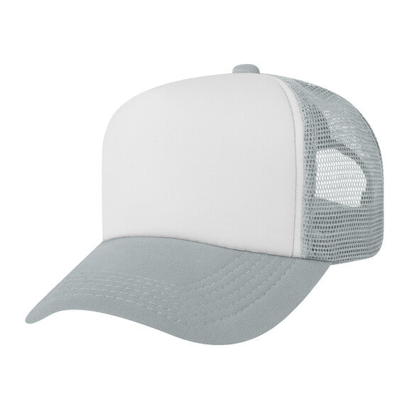 Trucker Hats Caps Fabric - White/Grey, Adjustable (1 Unit)