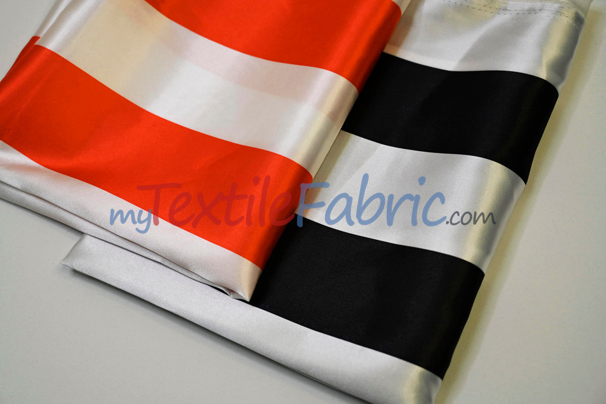 3 Inch Stripe Charmeuse Satin Fabric - Red 3 Inch Stripe, 58/60" Width (1 Yard)