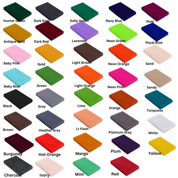 Acrylic Felt 9x12 Sheet Packs in Many Colors
