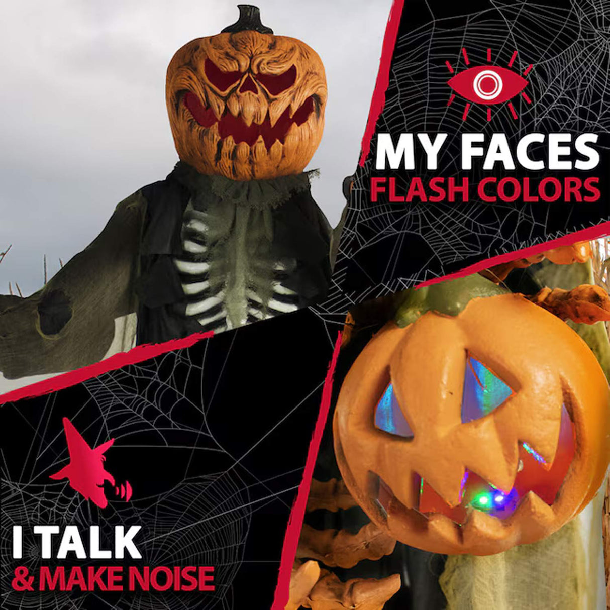 7 feets Haunted Hill Farm Talking Lighted Jackeo Jack-o-Lantern Animatronic Halloween