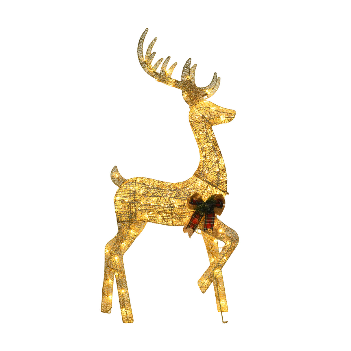 Champagne Cotton Rope Set of 3 Reindeer, Warm White LED Lights, Indoor/Outdoor Holiday Decoration 60" 48" 32"