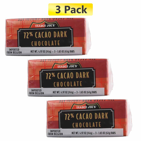Trader Joe's 72% Cacao Belgian Dark Chocolate Bars 1 Pound