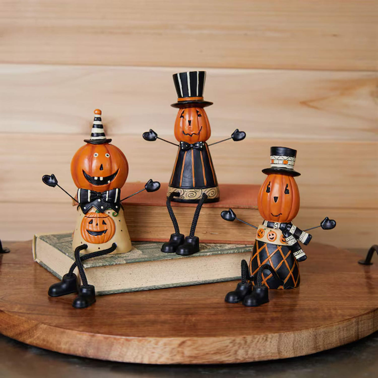 3 Sets Melrose International Jack-o-Lantern Shelf Sitter Halloween Decor Indoor