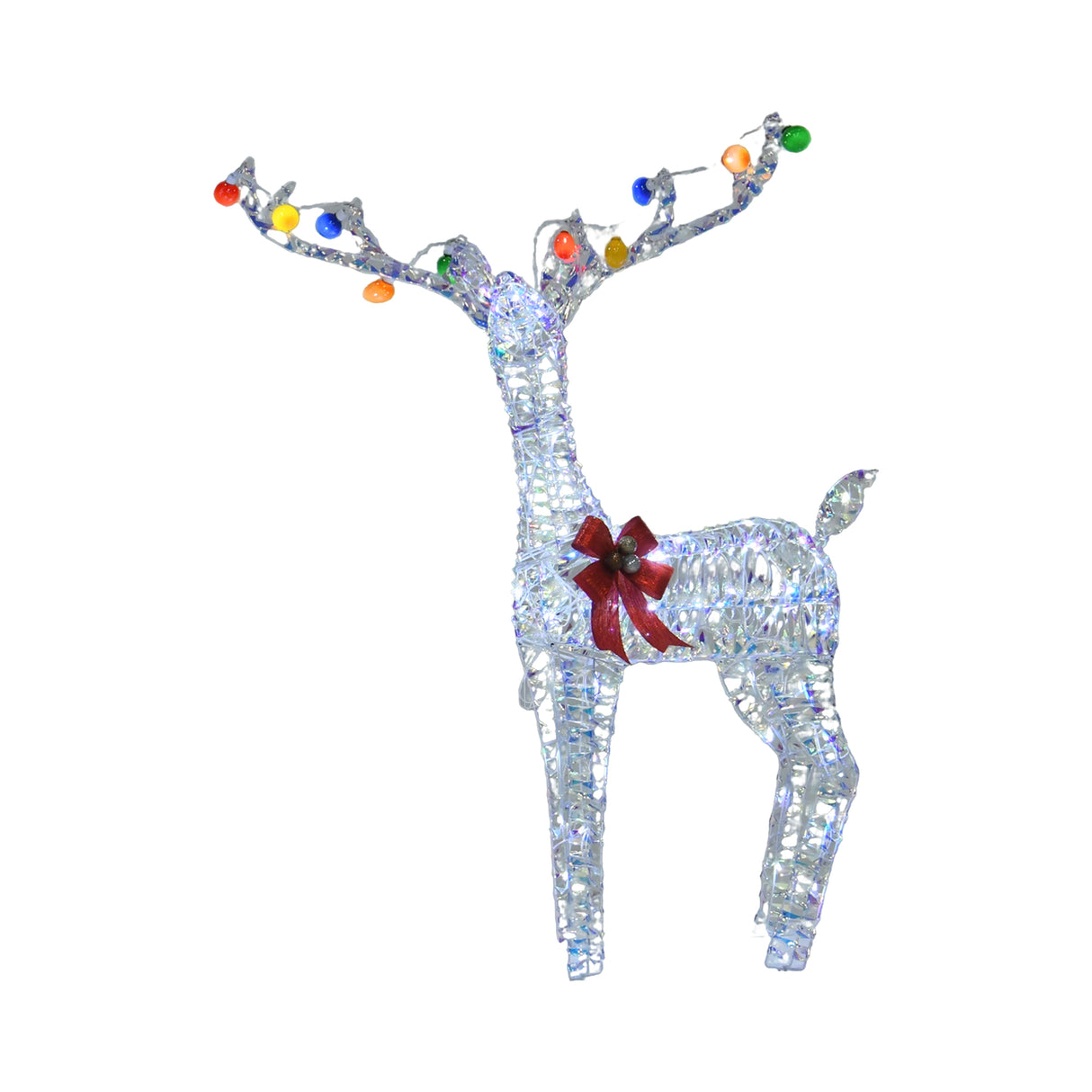PVC Iridescent Striped Braided Reindeer Set of 3 LED Holiday Decoration 26.97 x 16.14 x 11.22 Inch