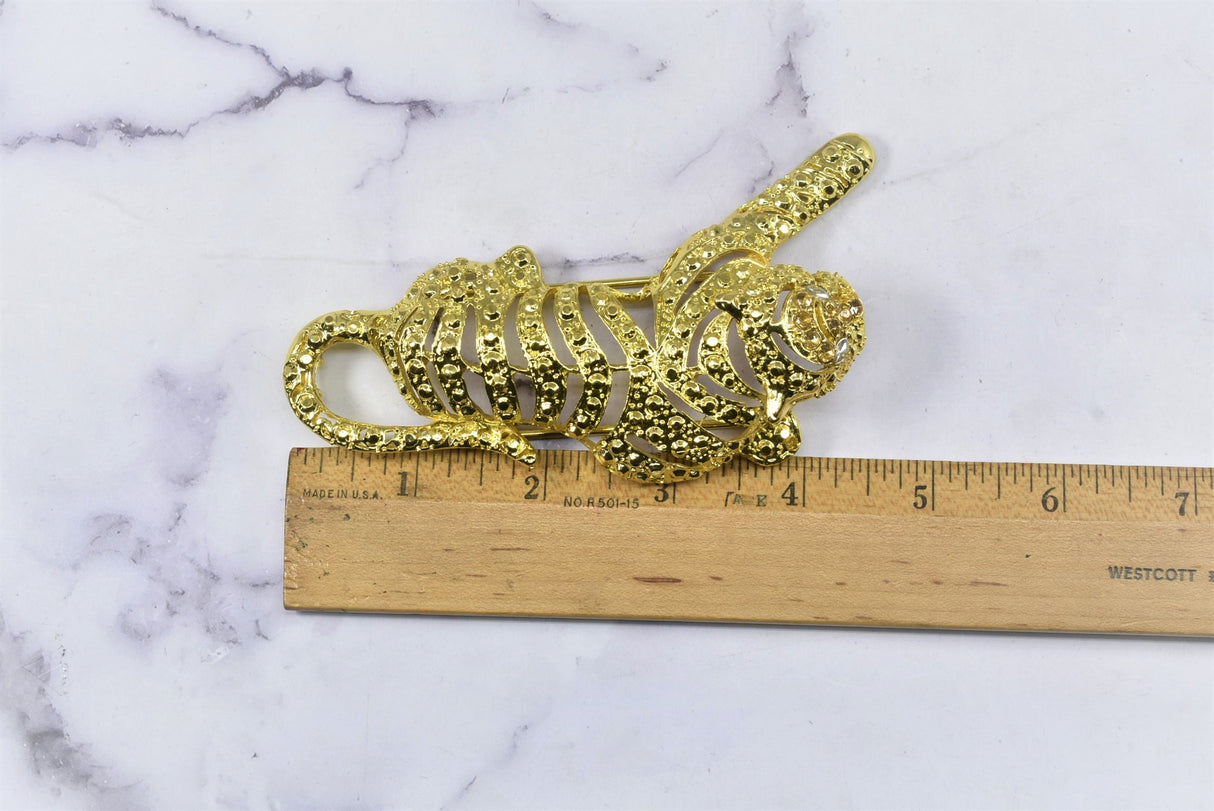 Rhinestone Tiger Buckle Connector Gold