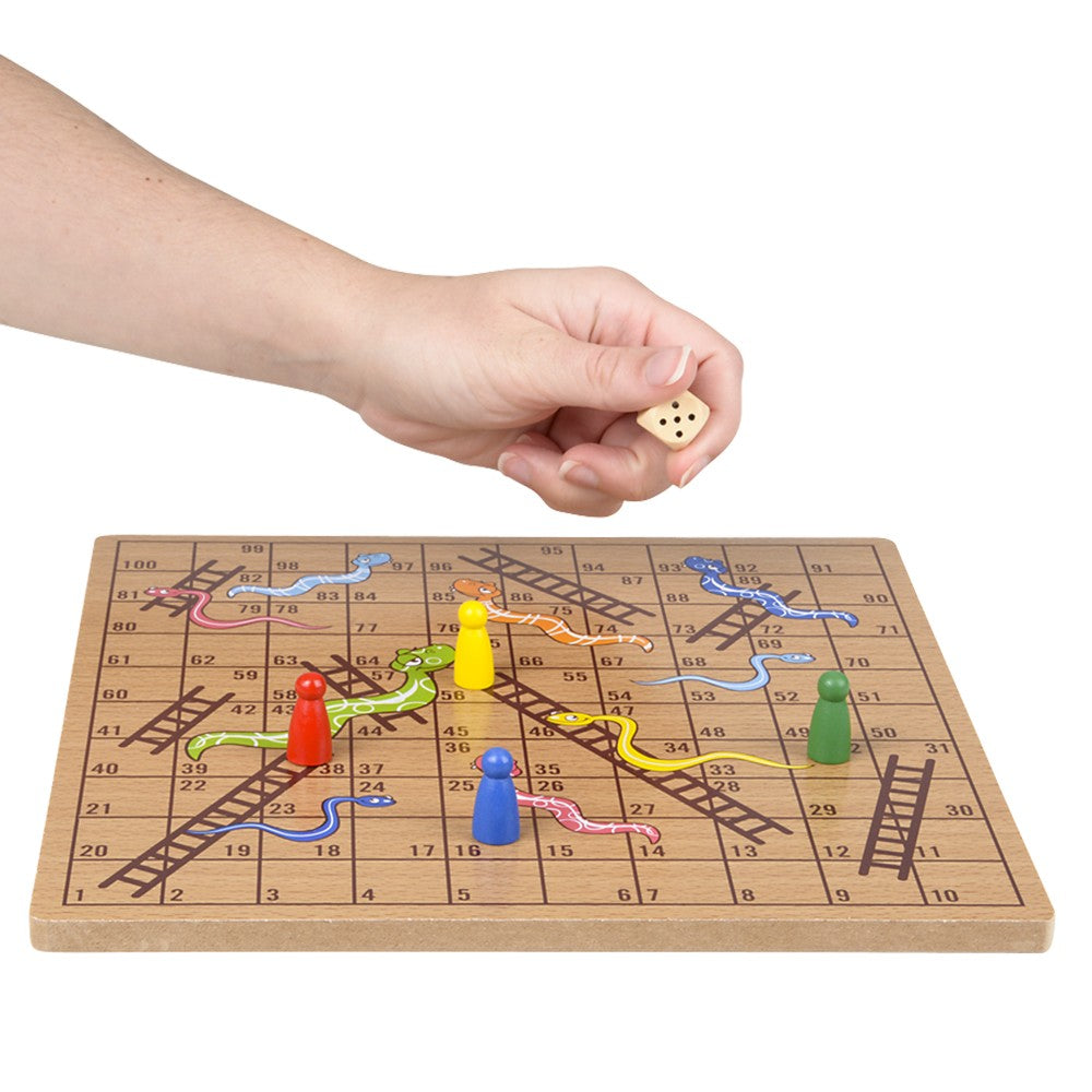 Wooden Snakes and Ladders Game (10" Box)