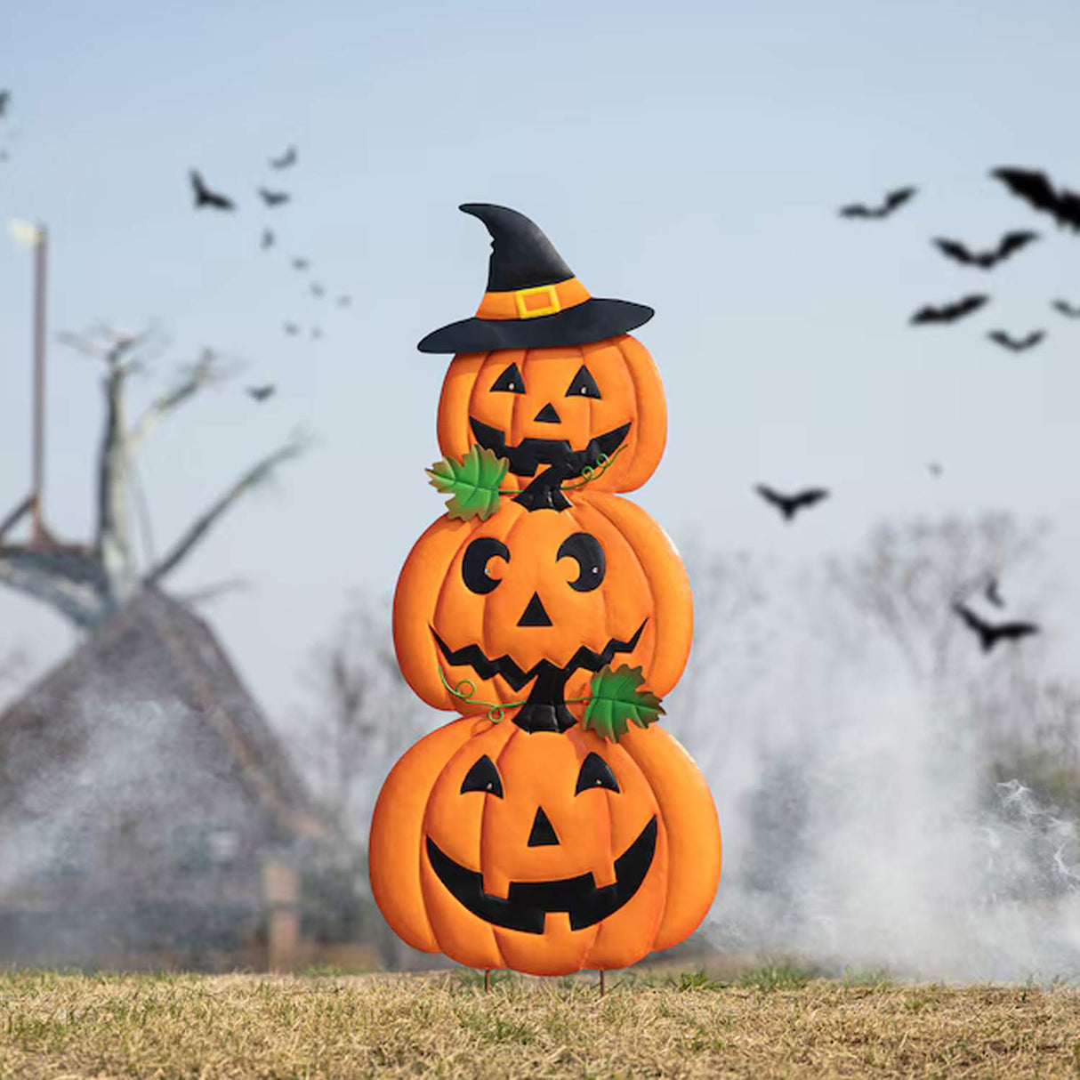 Glitzhome 331ft Lighted Jack-O-Lantern Yard Decoration Halloween Pumpkin Stake