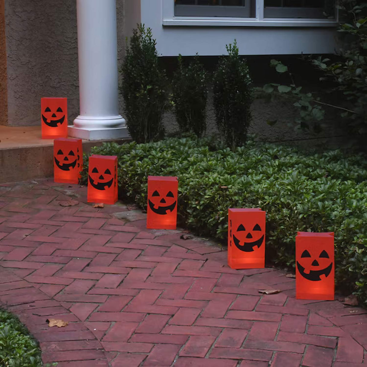 0.83ft Jack-o-Lantern Luminaria Plastic Walkway Lights 12 Pieces