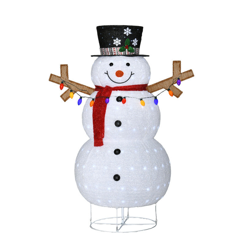 Plush Lantern Snowman with 200 White LED Lights Indoor Outdoor Christmas Decoration 27.17 x 25 x 3.94 Inches