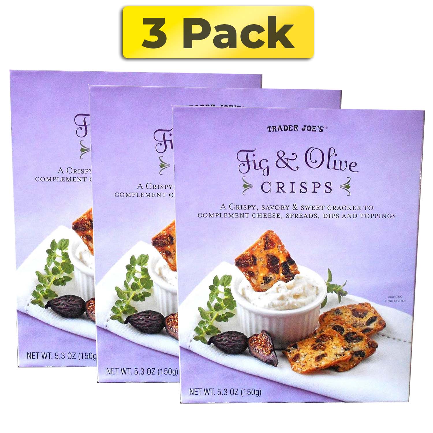 Trader Joe's Fig & Olive Crisps, Net WT. 5.3oz(150g)