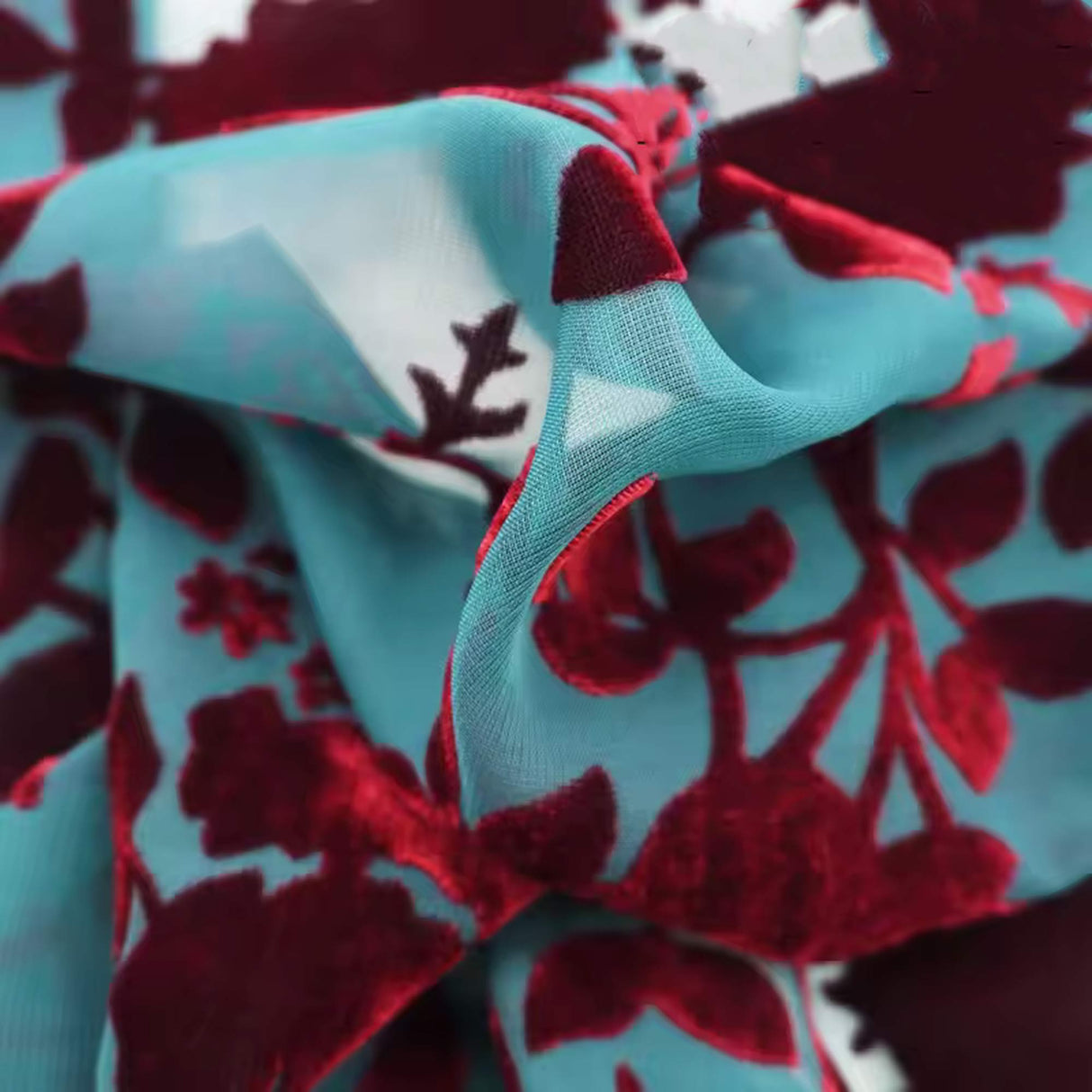 Tthe Green Wine Red Flower Burnt Out Velvet Fabric For Dress Telas Para Costura Tissus Couture ткань Cloth Material Sewing