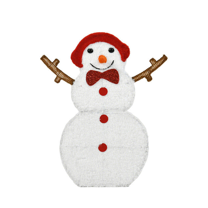 Set of 2 Snowmen with Warm White Cord Lights 24" & 28" Height