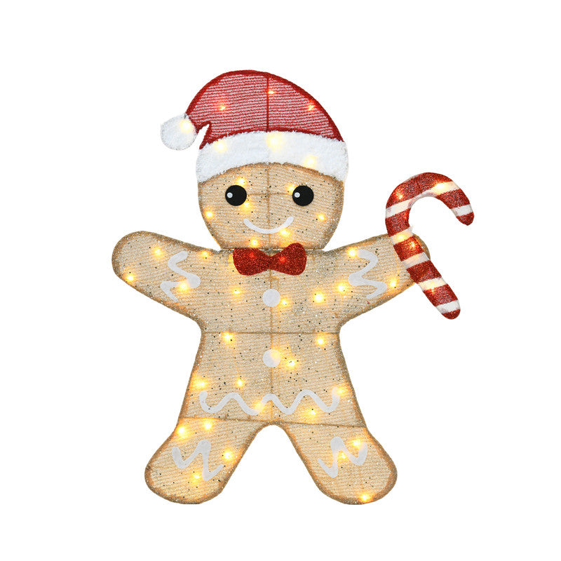 32 Inch Height Set of 2 Heart Shaped Gingerbread Men with Box Christmas Decoration