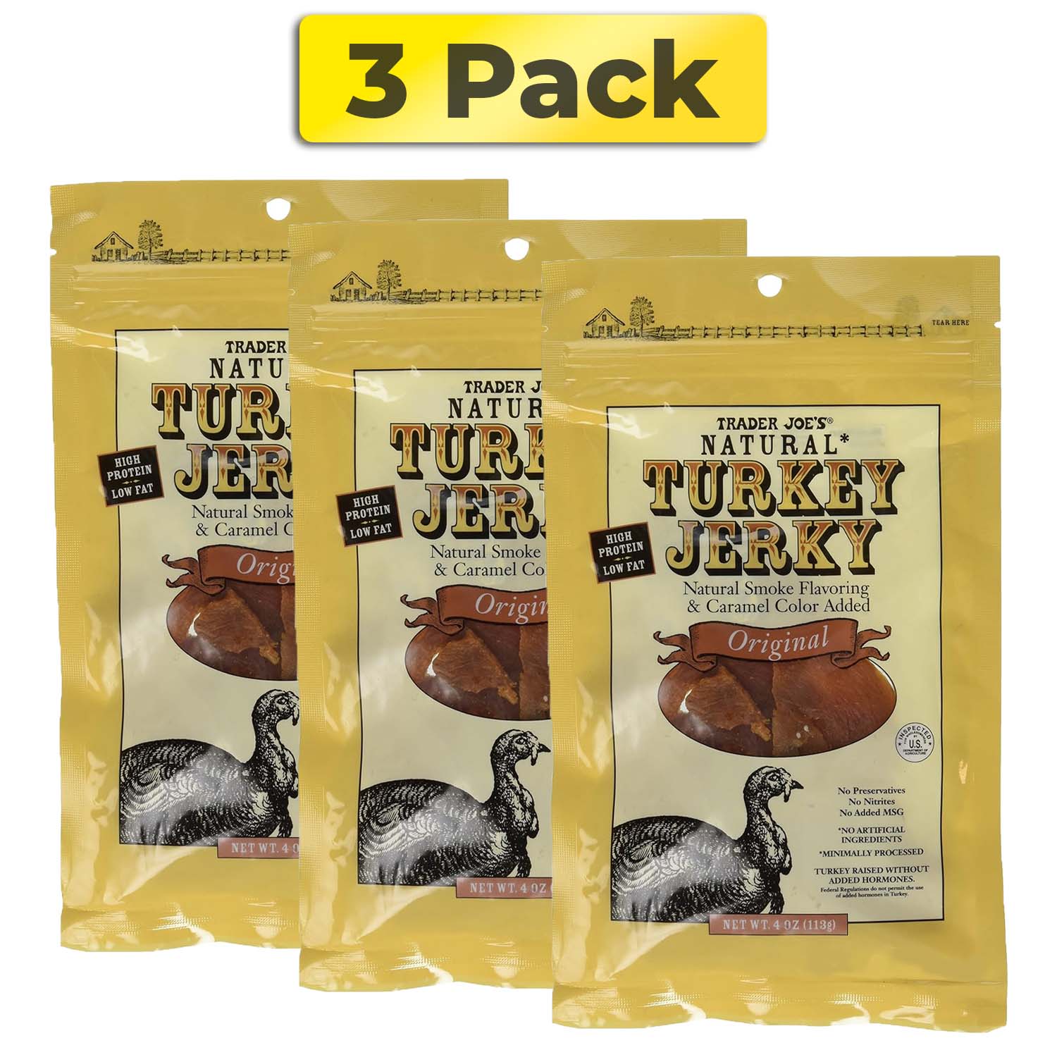 Trader Joe's Natural Turkey Jerky - Original 4 Ounce