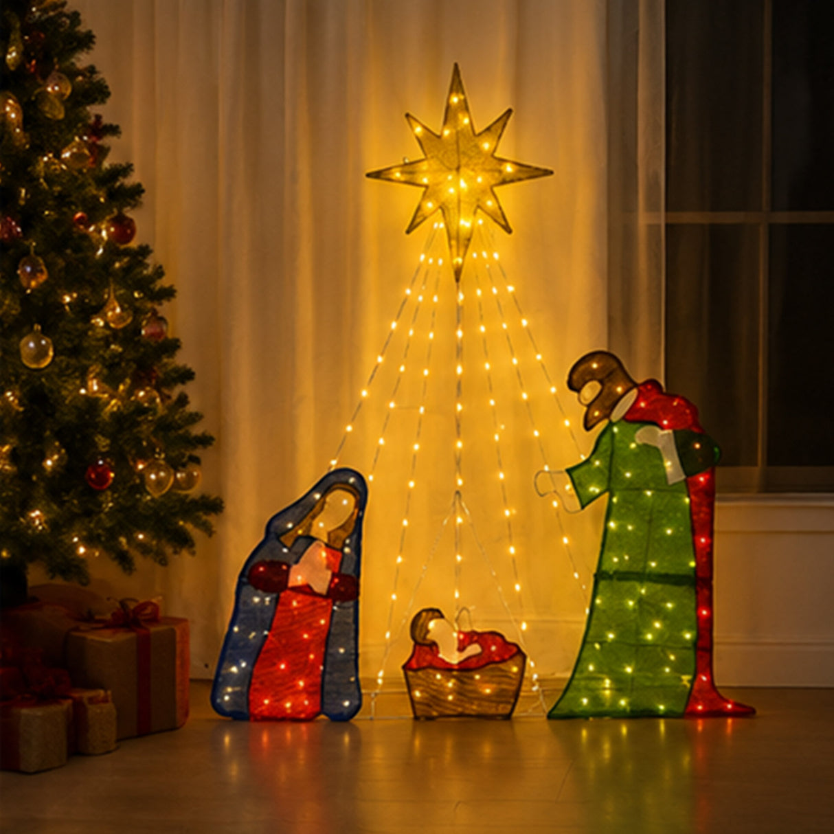 66" LED Lighted Nativity Scene Christmas Decoration