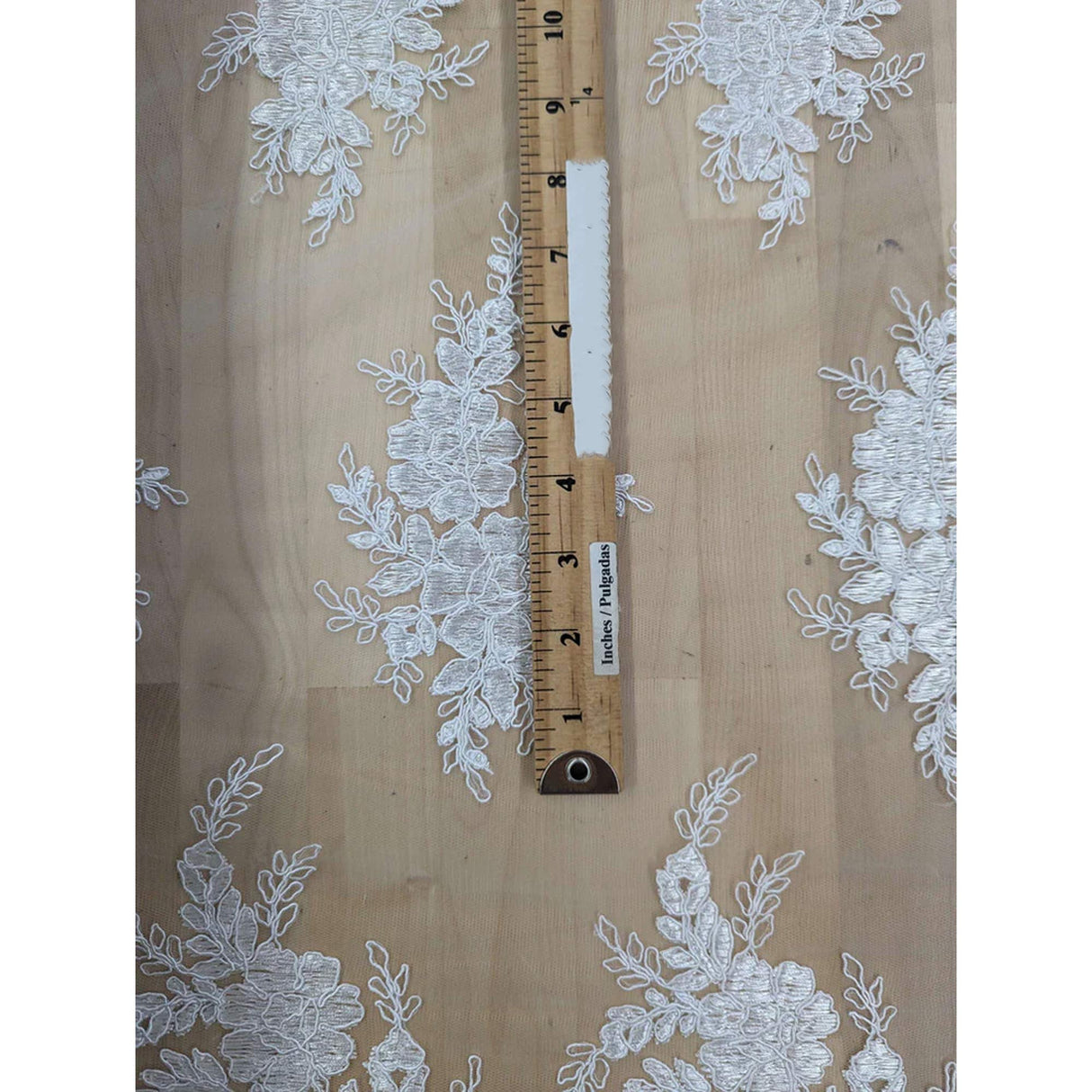 Bridal Lace Polyester Lace Fabric - 8 Colors, Floral Corded Embroidery, 50-51" Width (1 Yard)