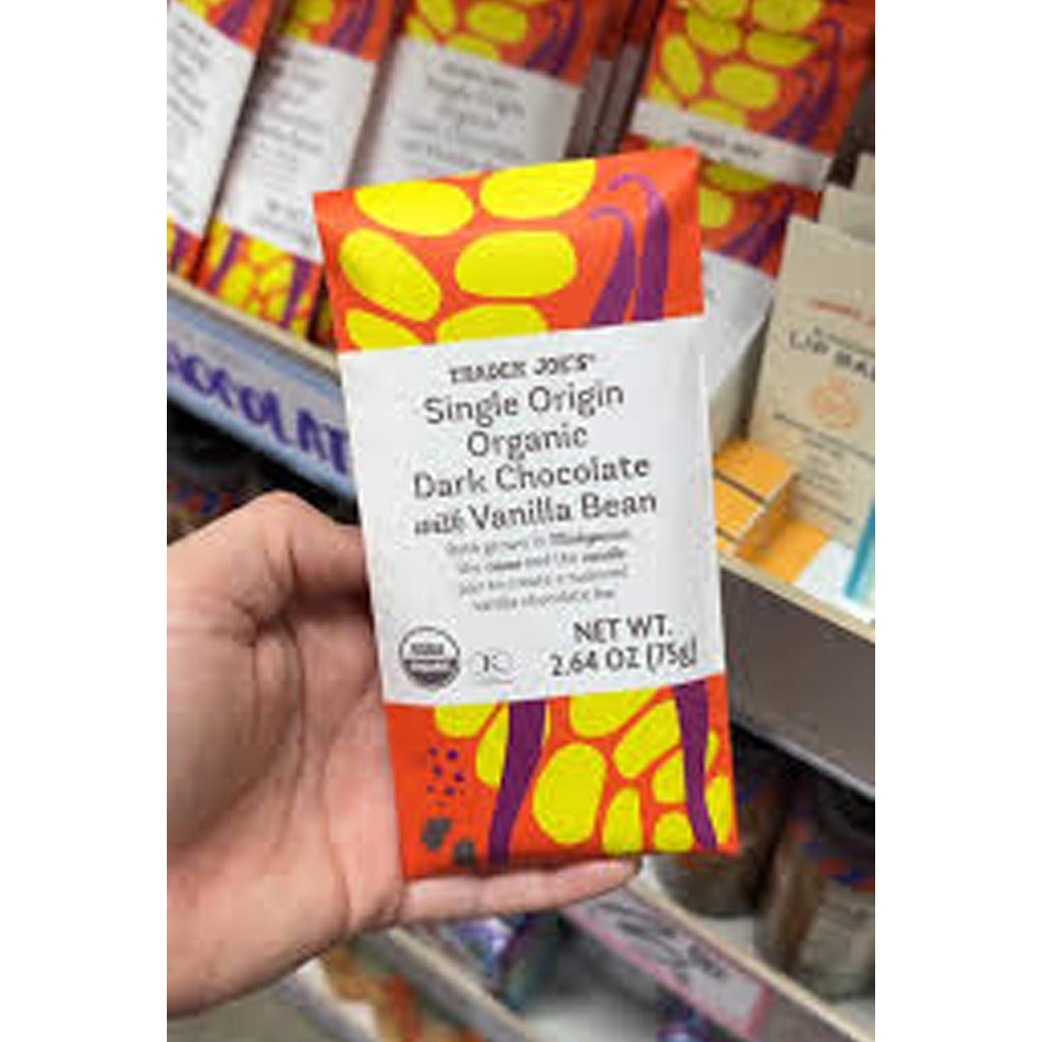 Single Origin Organic Dark Chocolate with Vanilla Bean 2.64 oz Rich & Smooth