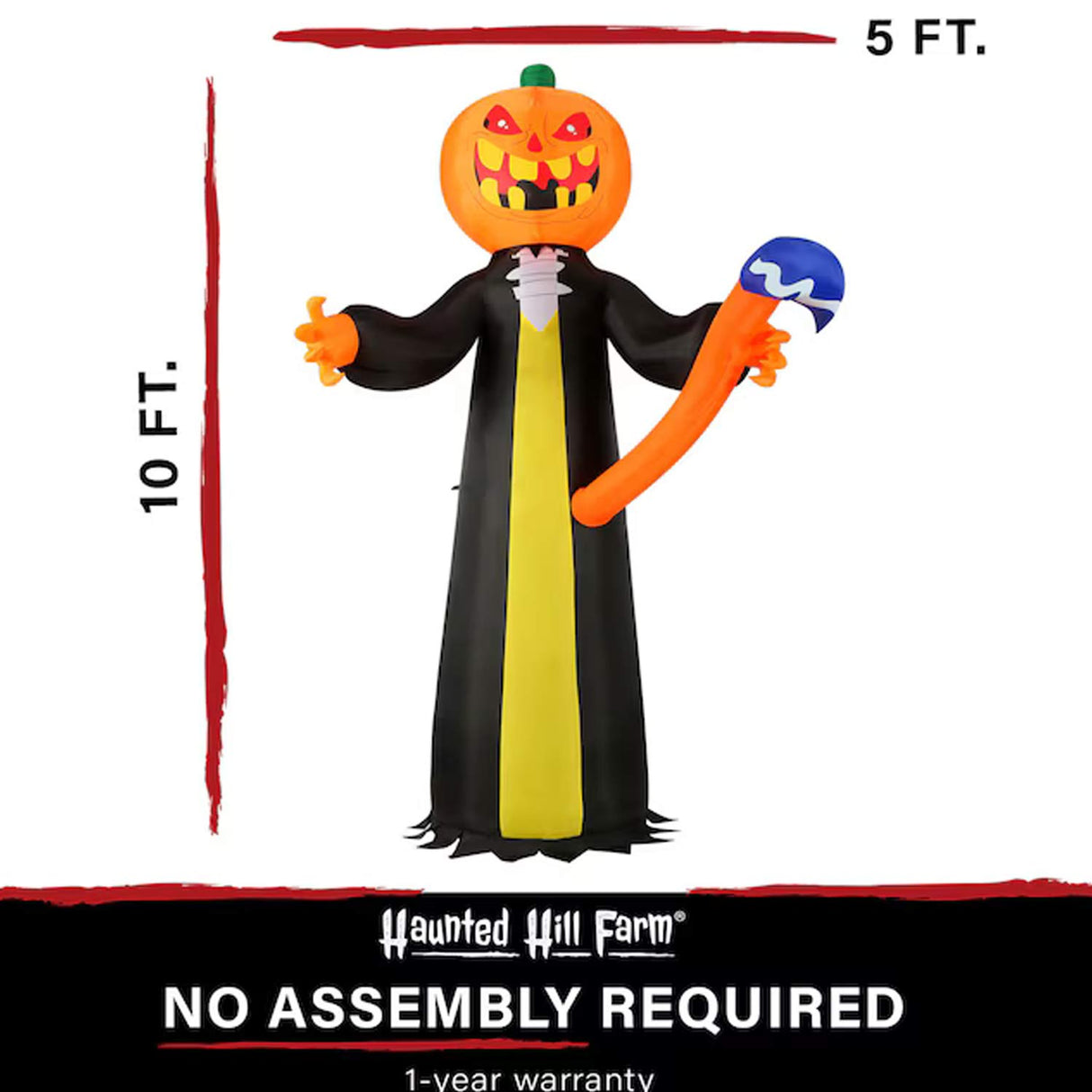 10ft Lighted Inflatable Jack-o-Lantern Yard Halloween Decoration