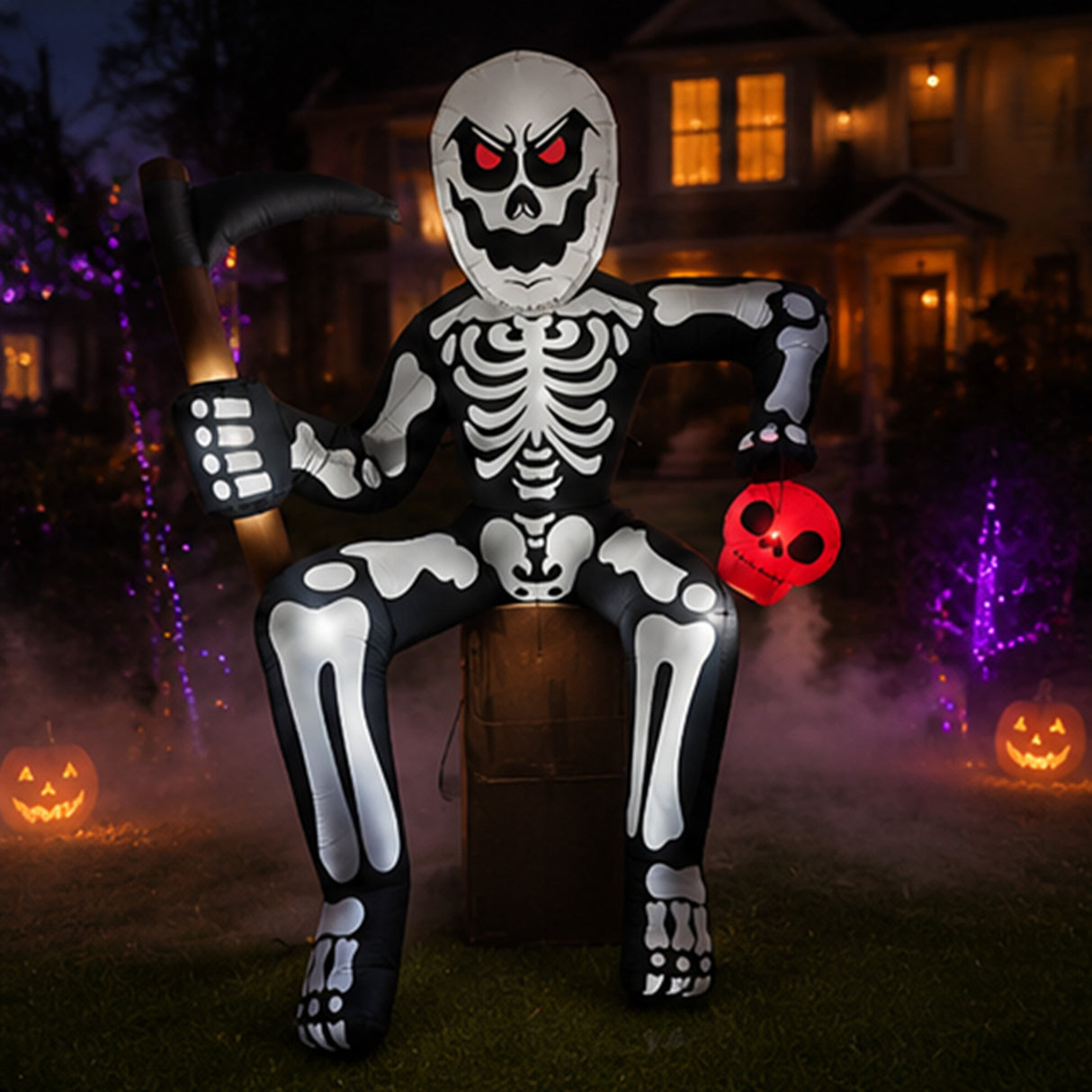 8.5FT Skeleton on Roof Halloween Inflatable Yard Decor