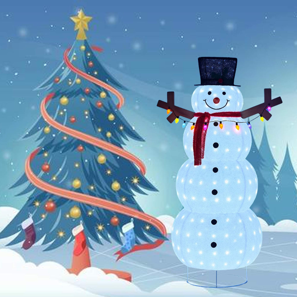 60 Inch Plush Lantern Snowman Indoor Outdoor Christmas Holiday Decoration