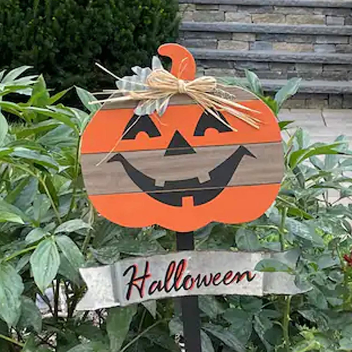 3 Feets Jacko Lantern Yard Decoration Wood Metal Straw